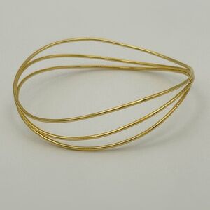 Tiffany & Co. Elsa Peretti 18k Yellow Gold 3 Rows Wave Wire Bangle Bracelet